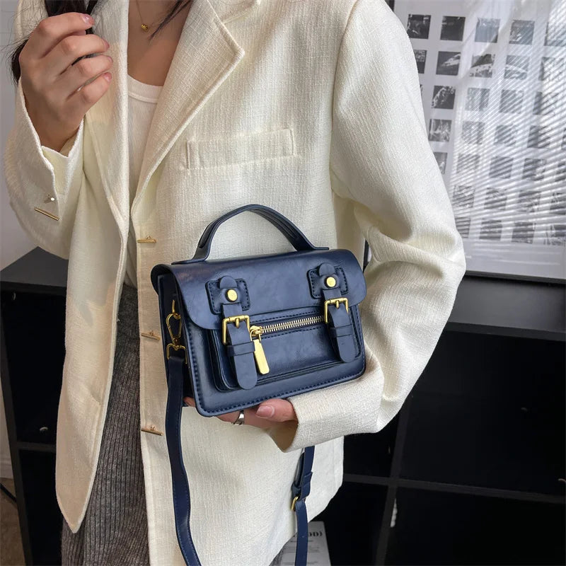 Retro Lady Green Crossbody Bag Top Handle Satchel