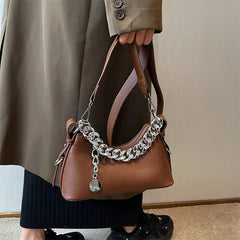 Women's Brown Shoulder Bag Chain Armpit Clutch