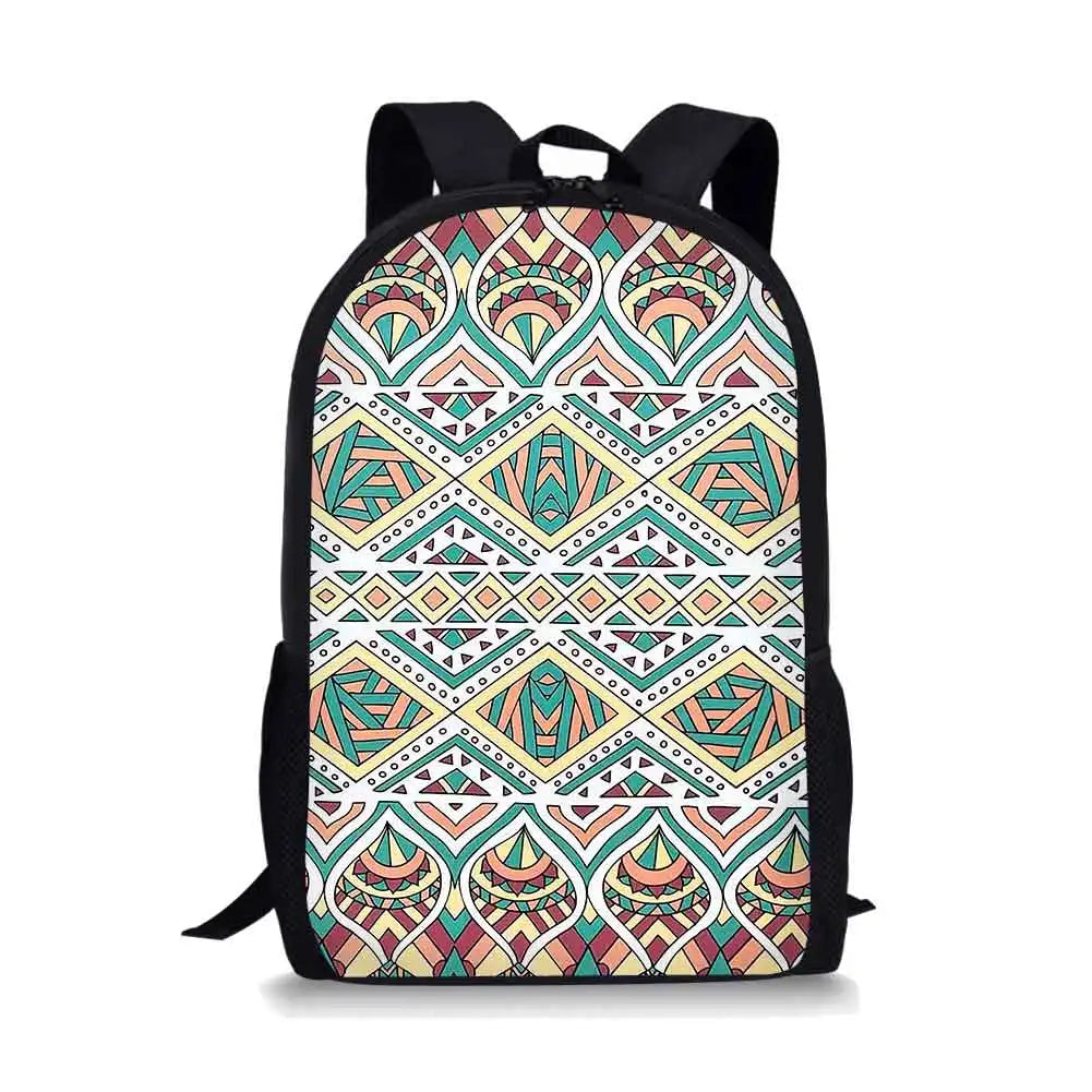 Tribal Geometry Print School Backpack Waterproof Mochila Femenina