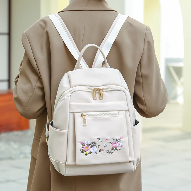 Chinese Style Embroidery Backpack Anti Theft Waterproof Nylon Bag