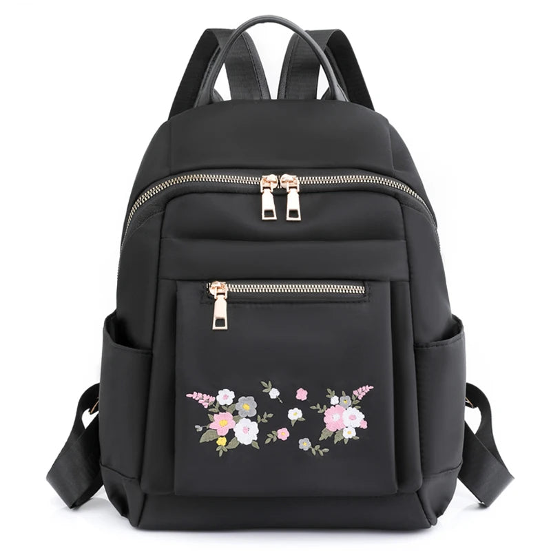 Chinese Style Embroidery Backpack Anti Theft Waterproof Nylon Bag