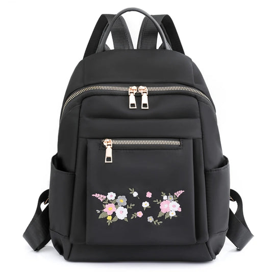 Chinese Style Embroidery Backpack Anti Theft Waterproof Nylon Bag