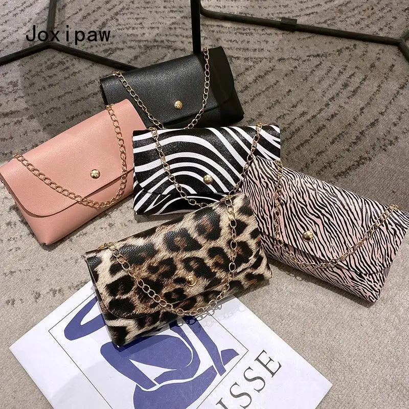 Leopard Print Waist Bag Chain Phone Shoulder PU Leather Fanny Pack