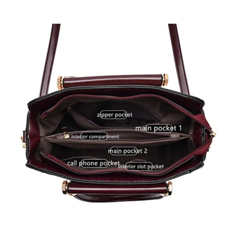 Women's Crossbody Bag Large Capacity PU Leather Shoulder Messenger Bag