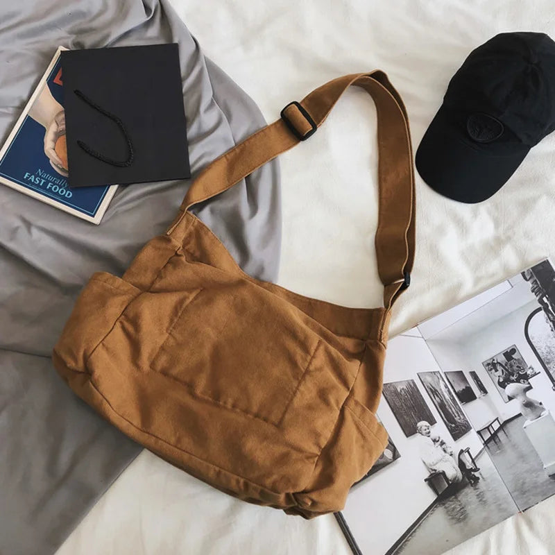 Fatchels Winter Canvas Shoulder Bag Large Capacity