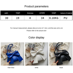 Women's Bowknot Shoulder Bag in White/Blue/Black
