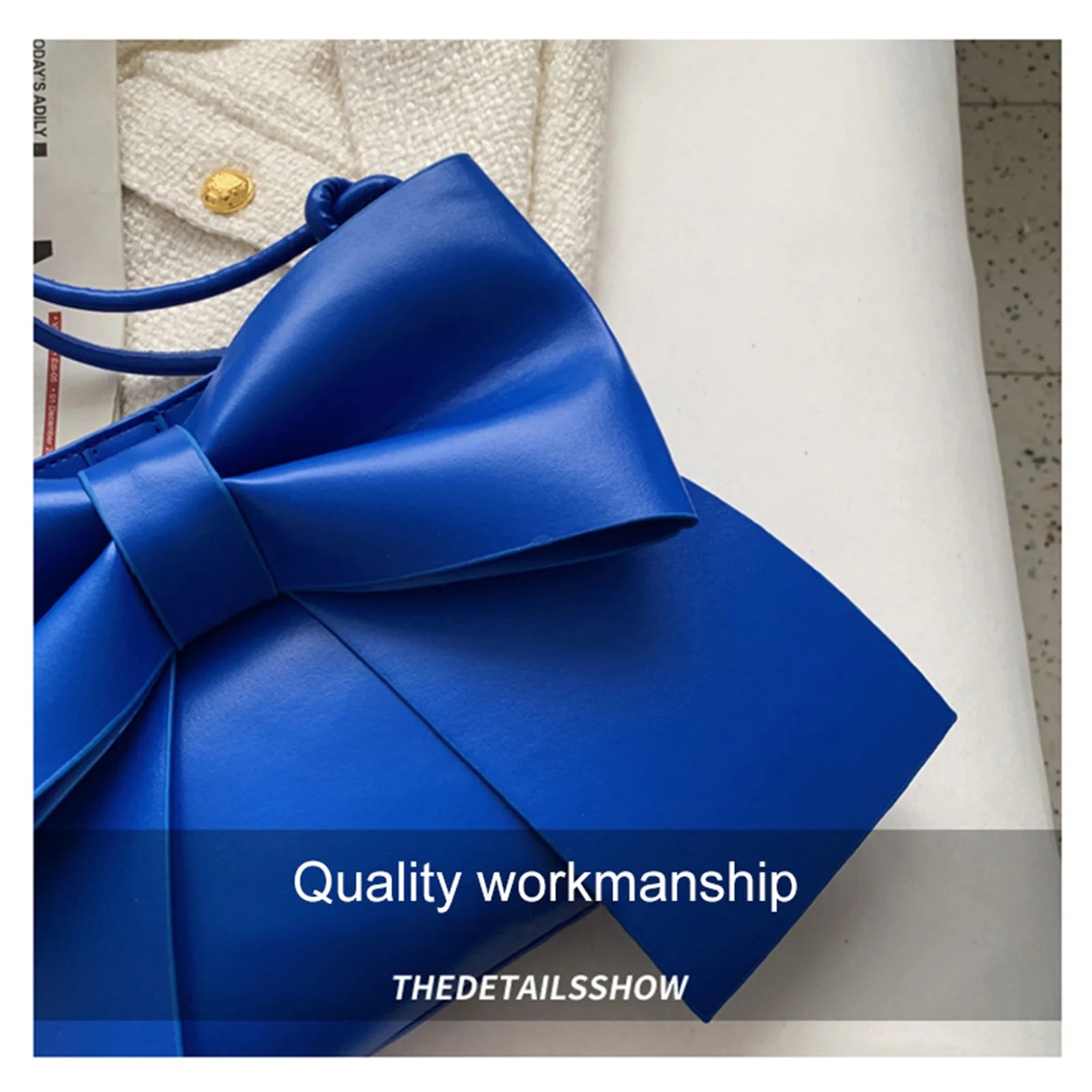 Women's Bowknot Shoulder Bag in White/Blue/Black