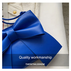 Women's Bowknot Shoulder Bag in White/Blue/Black