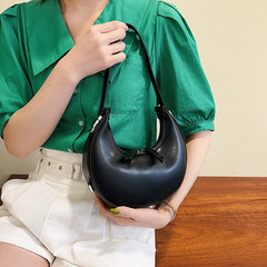 Half Moon Shape Women Bag Leather Clutch Purse Vintage Handbag