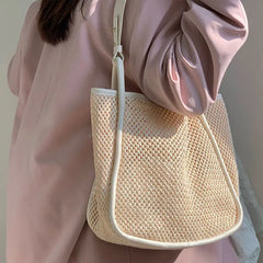 Straw Woven Handbag Tote Large-capacity Shoulder Beach Bag