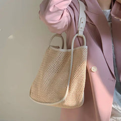 Straw Woven Handbag Tote Large-capacity Shoulder Beach Bag