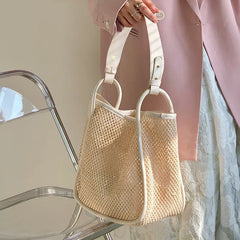 Straw Woven Handbag Tote Large-capacity Shoulder Beach Bag