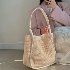 Straw Woven Handbag Tote Large-capacity Shoulder Beach Bag