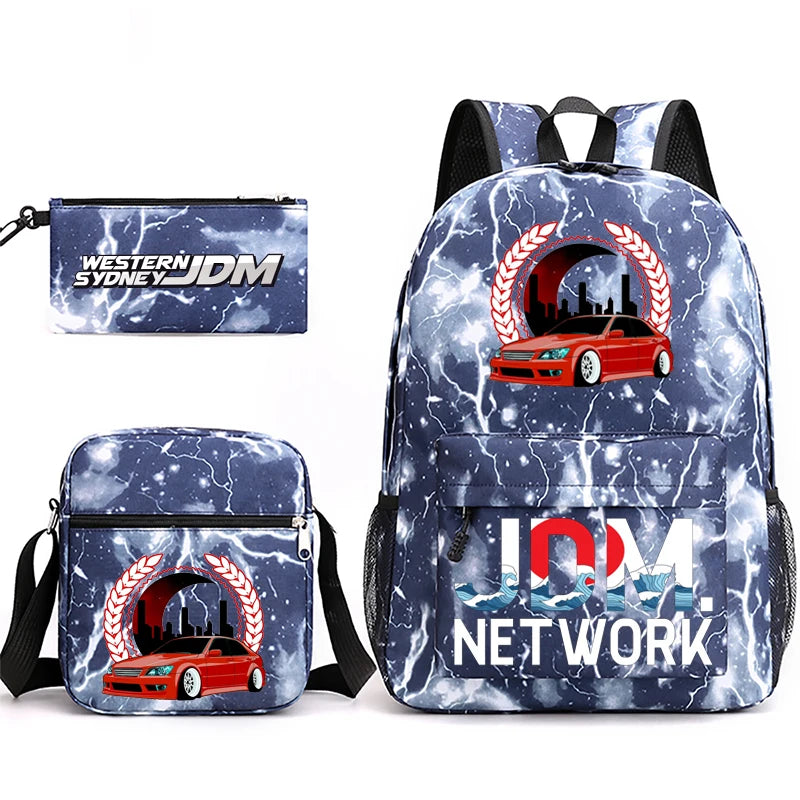JDM Anime Backpack Men's Laptop Bag with Pencil Bag