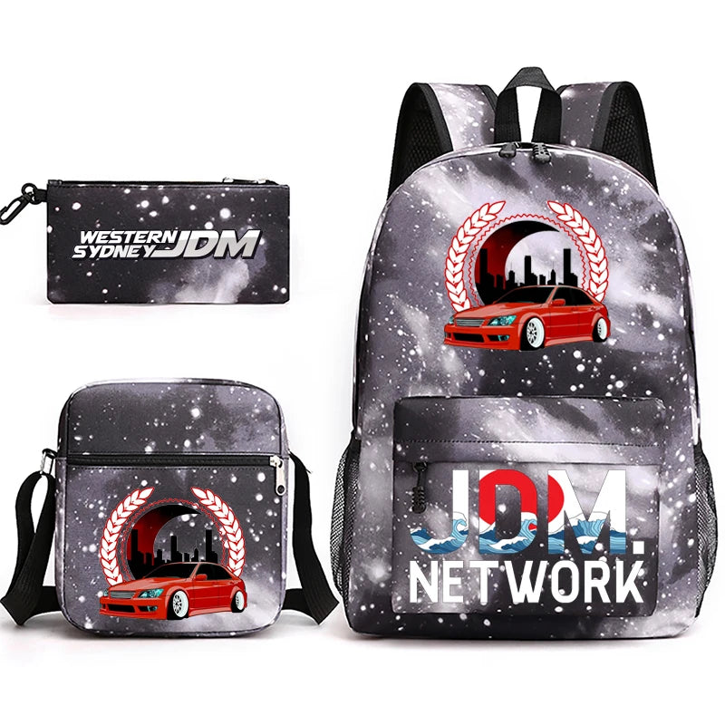JDM Anime Backpack Men's Laptop Bag with Pencil Bag