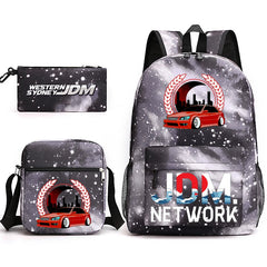 JDM Anime Backpack Men's Laptop Bag with Pencil Bag