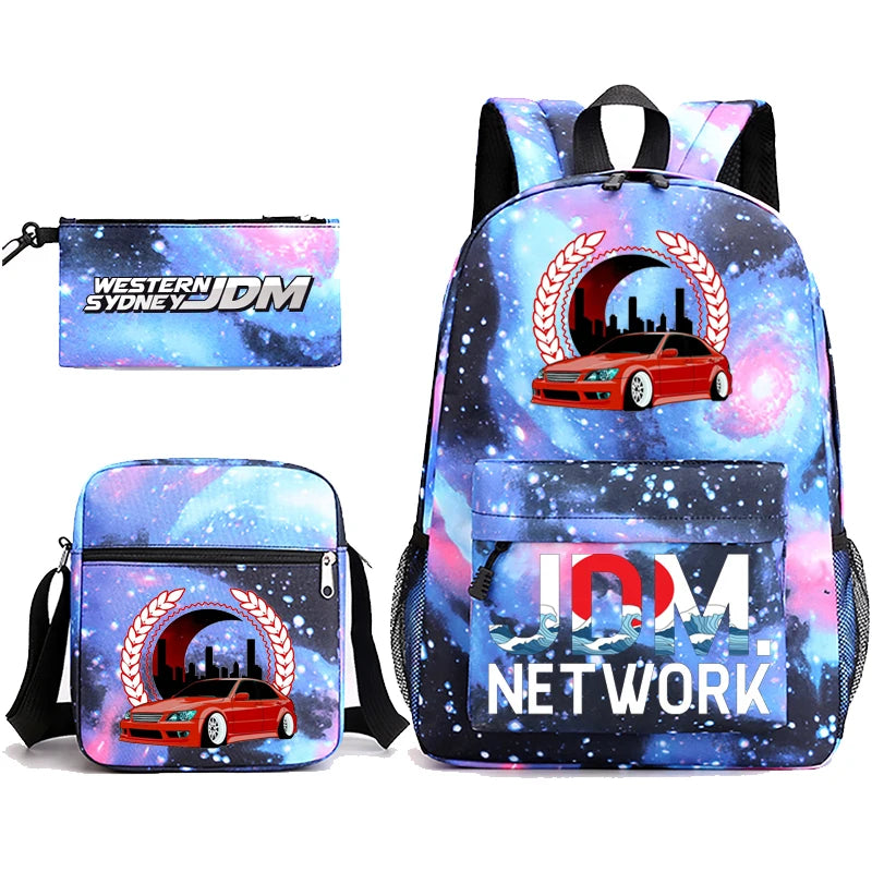 JDM Anime Backpack Men's Laptop Bag with Pencil Bag