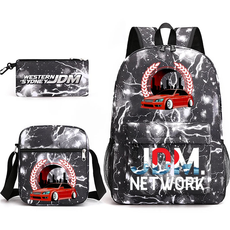 JDM Anime Backpack Men's Laptop Bag with Pencil Bag