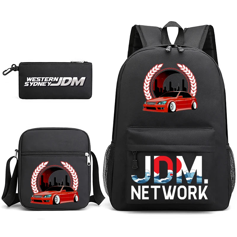 JDM Anime Backpack Men's Laptop Bag with Pencil Bag