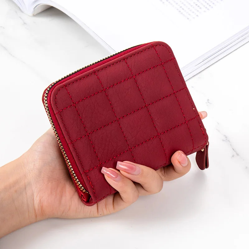 Embroidered Zipper Coin Purse Short Women's Wallet