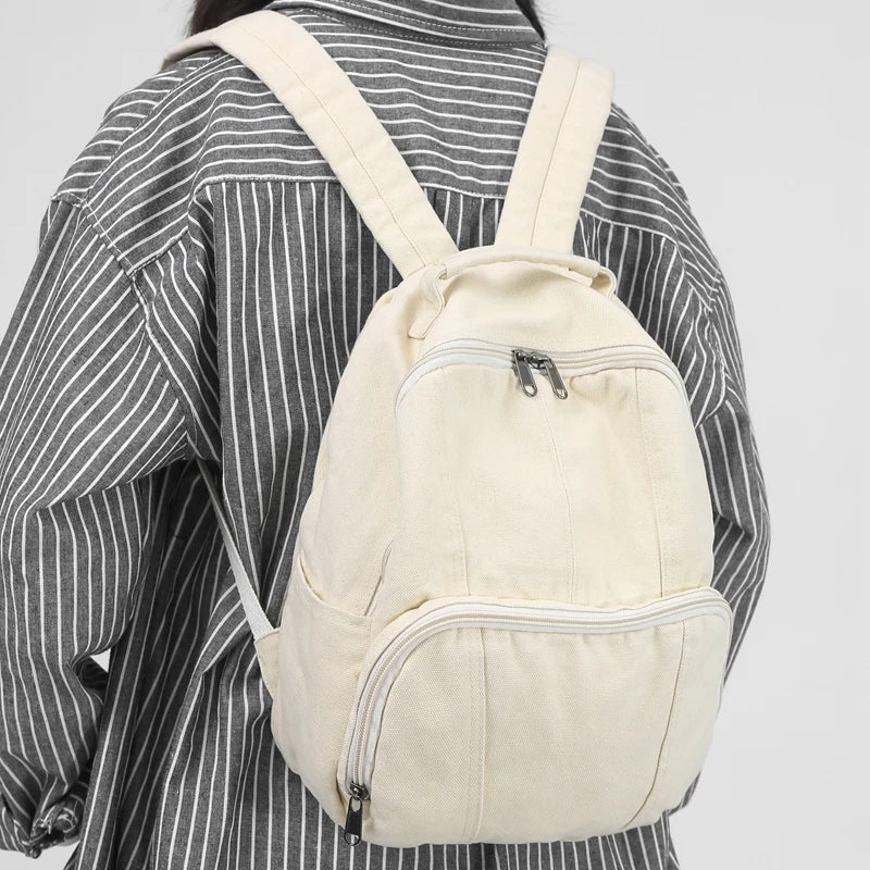 Canvas School Backpack Girl Travel Student Bag College Small Backpack