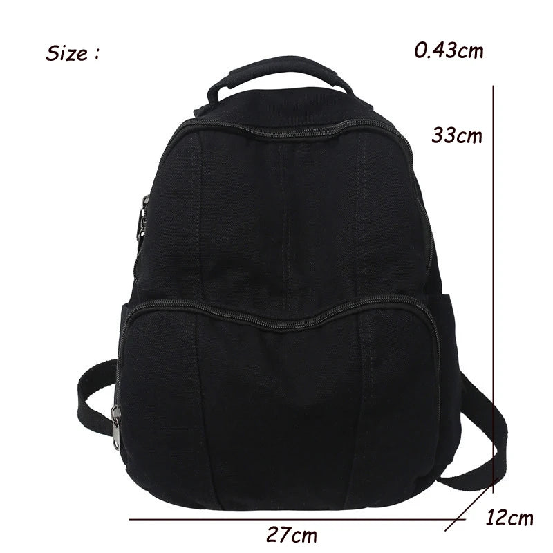 Canvas School Backpack Girl Travel Student Bag College Small Backpack