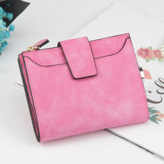 Vintage Matte Women Wallet Zipper Short Clutch Solid