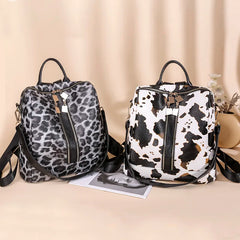 Leopard/Cow Printed Backpack Women Casual Korea Style Dual-Use Backpack/Shoulder