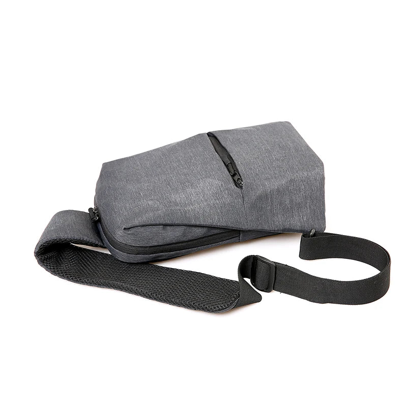 Men Casual Sling Bag 9.7 Inch Crossbody Messager Grey Shoulder Bag