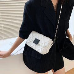 Leather Plaid Square Crossbody Bag Women's Handbag