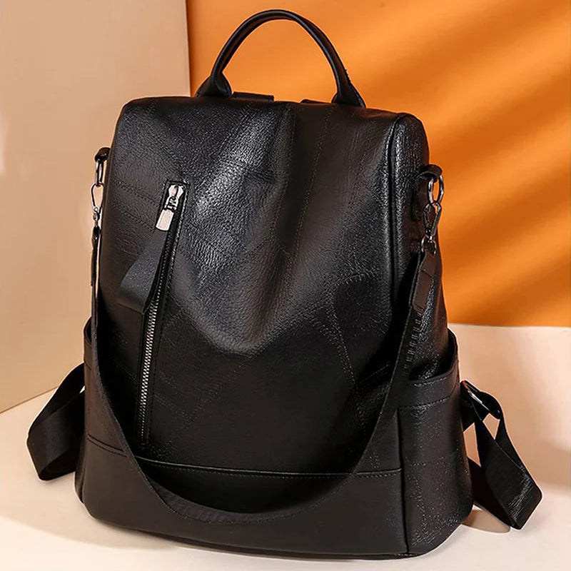 Vintage PU Leather Women's Backpack Multi-pocket Casual Bag