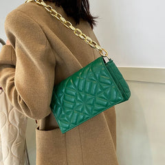 Plaid Shoulder Bag Thick Chain Underarm Bags For Women Handbags