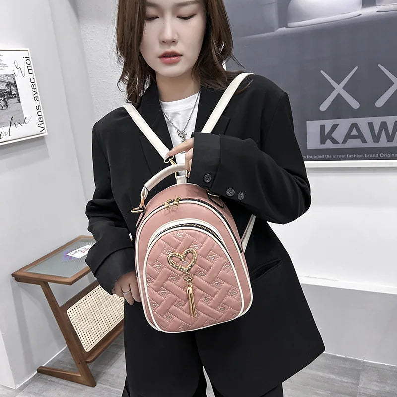Sequin Backpack Female Bag Cat Small Backpack Lady Style PU Leather Backpack