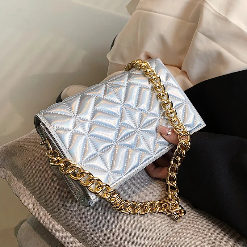 Shoulder Bag Women Thick Chain Quilted Bag Female Handbags