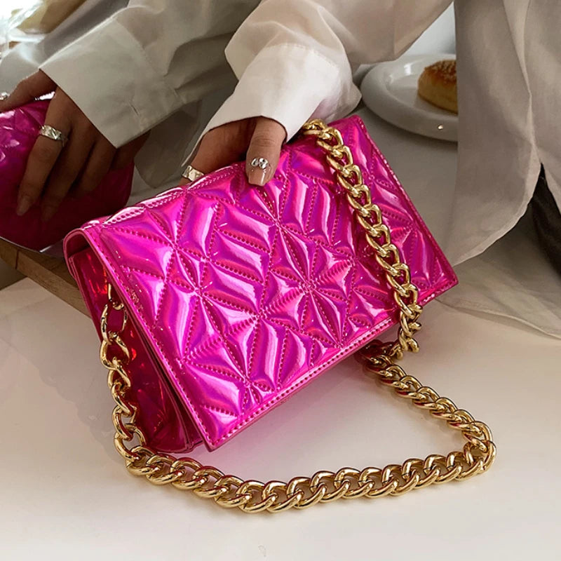 Shoulder Bag Women Thick Chain Quilted Bag Female Handbags
