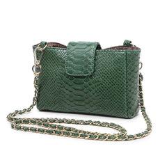 Snake Skin Chain Bag Mini Square Wallet Messenger Bag