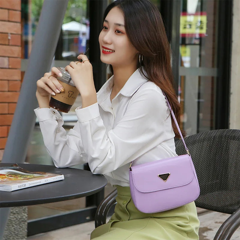 Women's Small PU Leather Shoulder Bags Solid Travel Totes