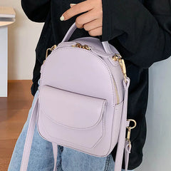 Small Leather Backpack Women Crossbody Bag Multi-Function Shoulder Handbags