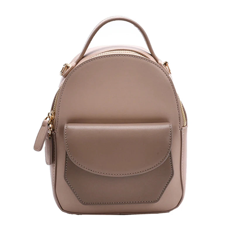 Small Leather Backpack Women Crossbody Bag Multi-Function Shoulder Handbags
