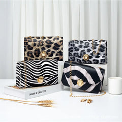 Small Women Bags Chain Shoulder Bag Hit Stitching Mini Square Bag Purse