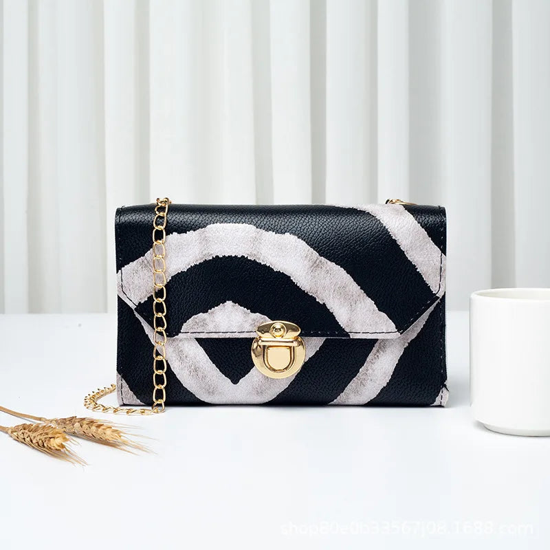 Small Women Bags Chain Shoulder Bag Hit Stitching Mini Square Bag Purse