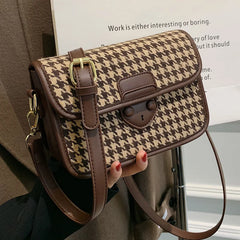 Leather Woven Crossbody Bag for Women Shoulder Chest Messenger Bag