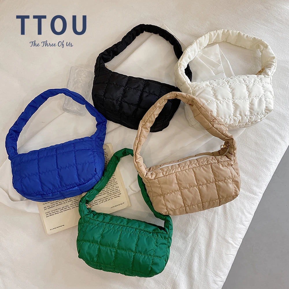 Space Pad Cotton Shoulder Bag Female Shopper Winter Nylon