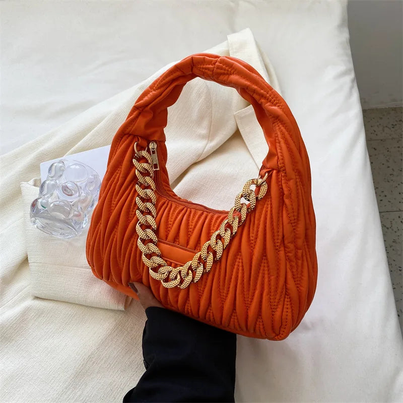 Embroidery Shoulder Bag Handbags For Women Chain Top Handle Bag