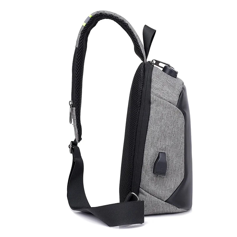 USB Charging Crossbody Bag Men Theftproof Leather Bag
