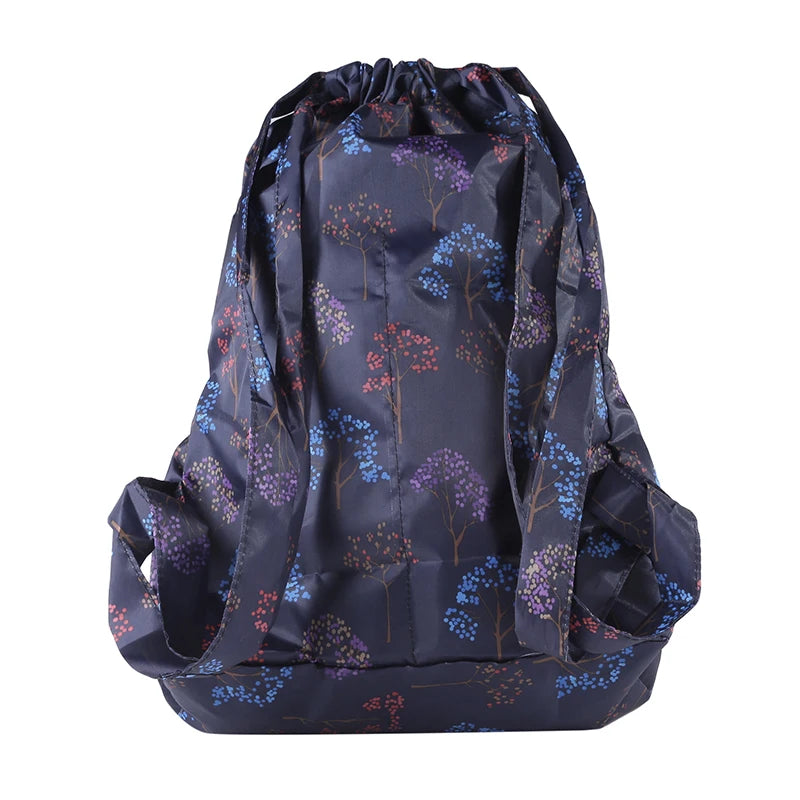 Vintage Drawstring Backpacks Large Capacity Flower Ethnic Style
