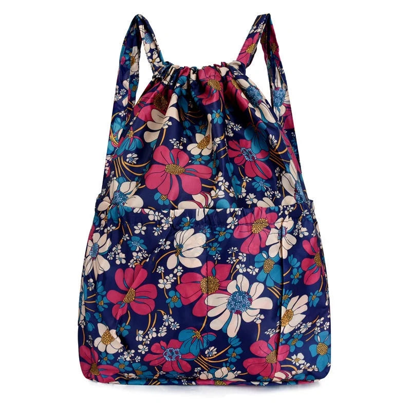 Vintage Drawstring Backpacks Flower Ethnic