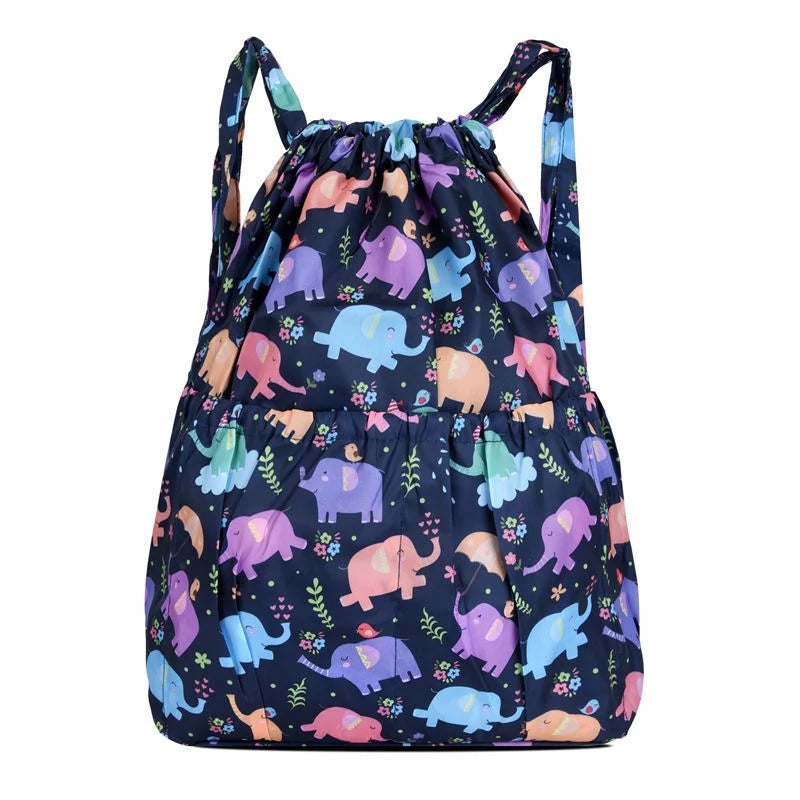 Vintage Drawstring Backpacks Women Flower Ethnic Style