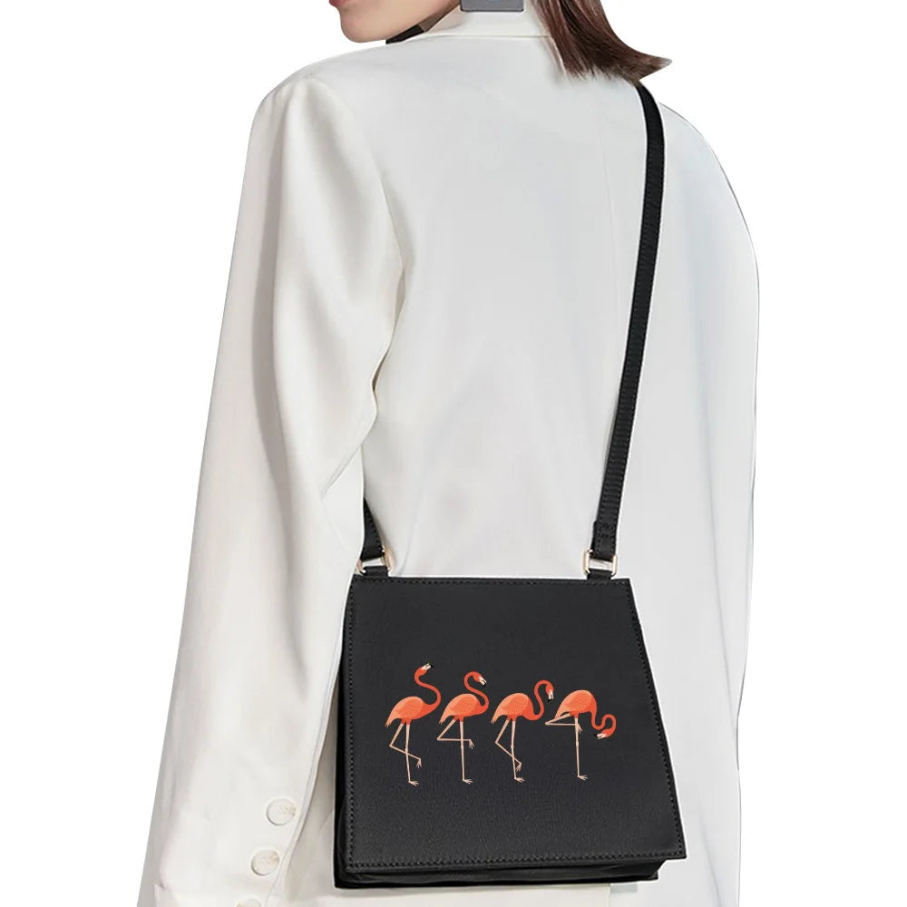 Cartoon Flamingo Print Shoulder Bag for Women