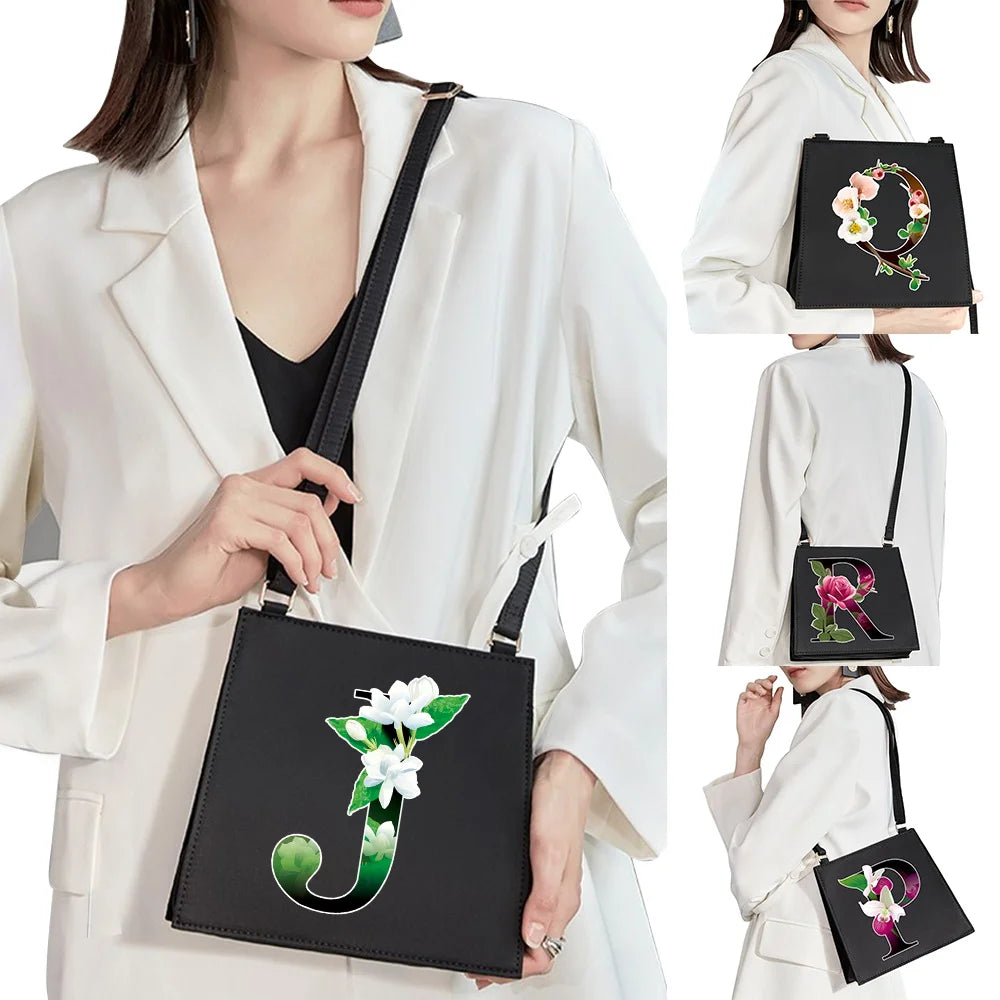 Sweet Style Shoulder Bag Initial Letter Print Tote Bag